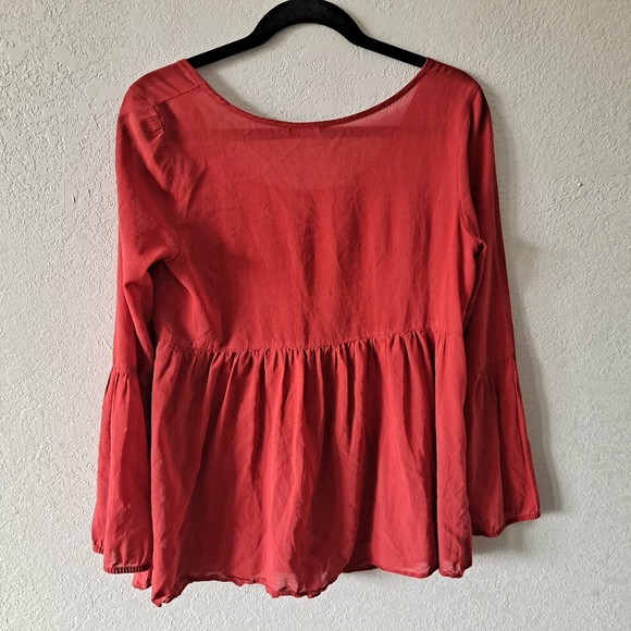 Free People Red Embellished Tunic Blouse - Picture 8 of 8